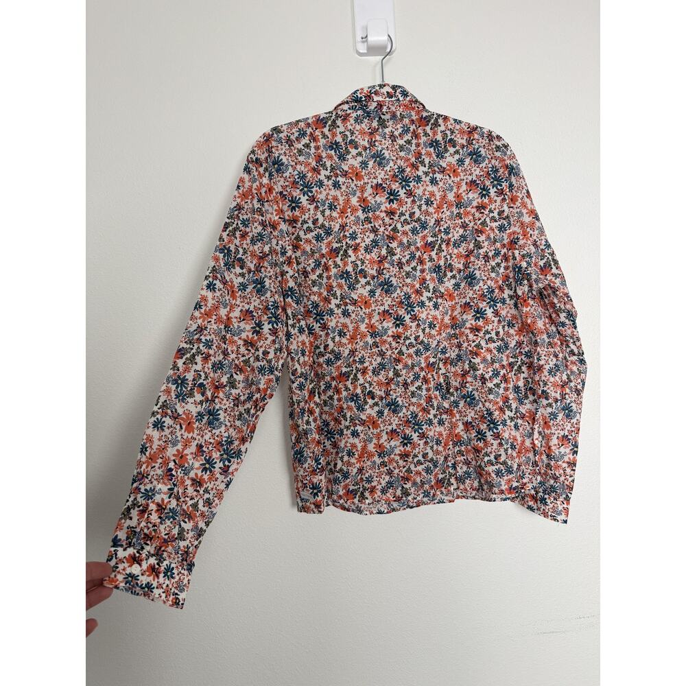 Saint James Top Shirt Womens M/L Floral Button Front Cotton Blousev - Picture 8 of 12